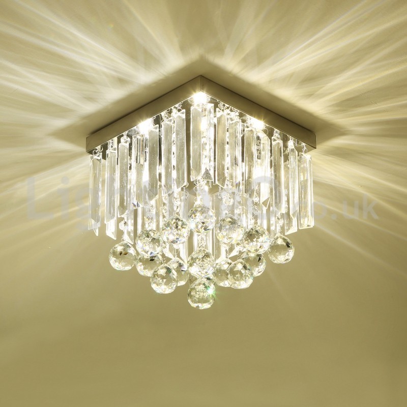 モダンなスクエアクリスタルフラッシュマウント天井照明