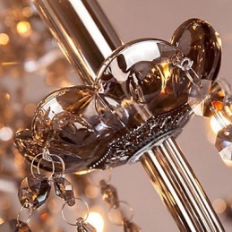 6 ライト ヨーロピアン クリスタル シャンデリア グレー カラー ガラス & クリスタル