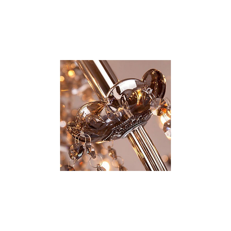 6 ライト ヨーロピアン クリスタル シャンデリア グレー カラー ガラス & クリスタル