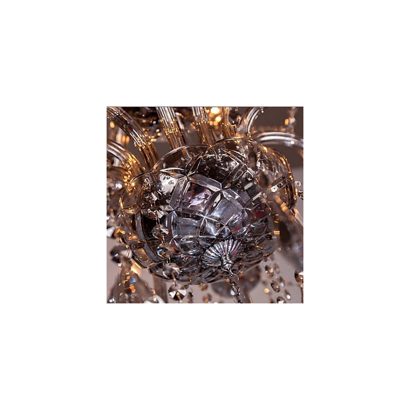 6 ライト ヨーロピアン クリスタル シャンデリア グレー カラー ガラス & クリスタル