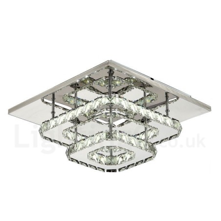 調光可能なモダンなスクエアクリスタルフラッシュマウント天井ライト、リモコン付き