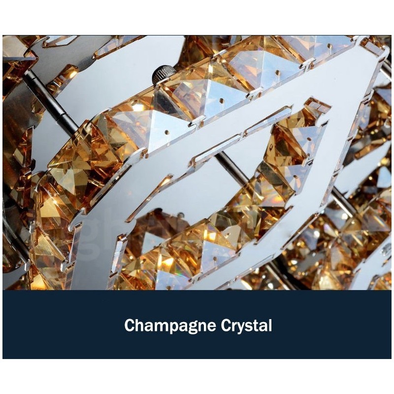 調光可能なモダンなスクエアクリスタルフラッシュマウント天井ライト、リモコン付き