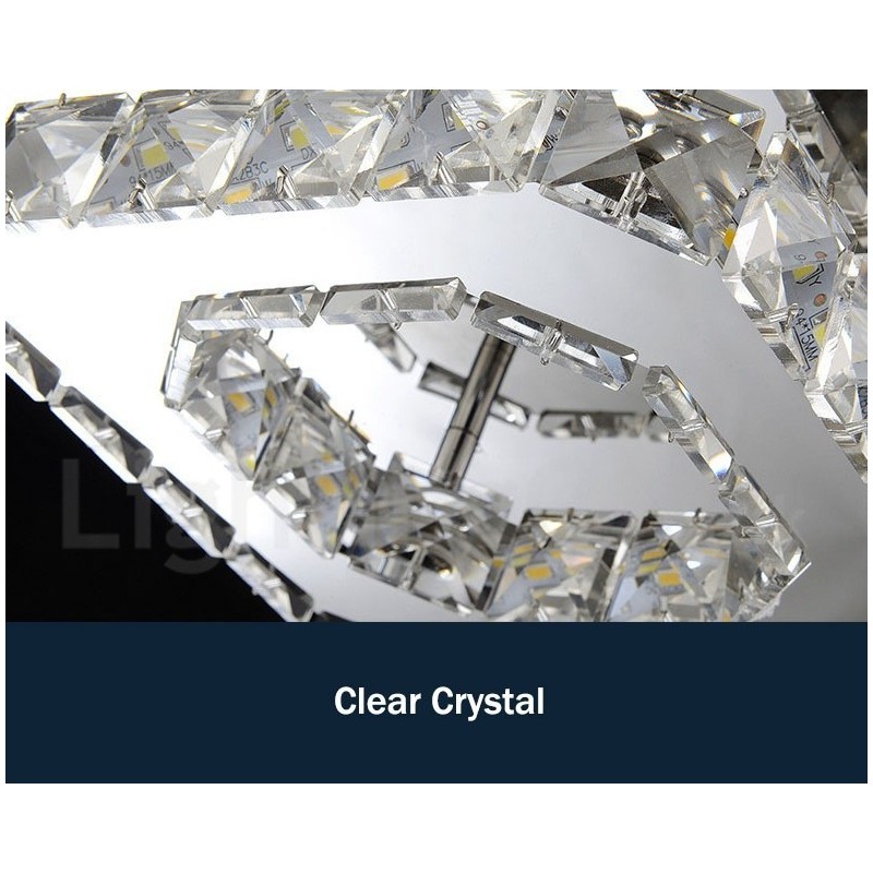 調光可能なモダンなスクエアクリスタルフラッシュマウント天井ライト、リモコン付き