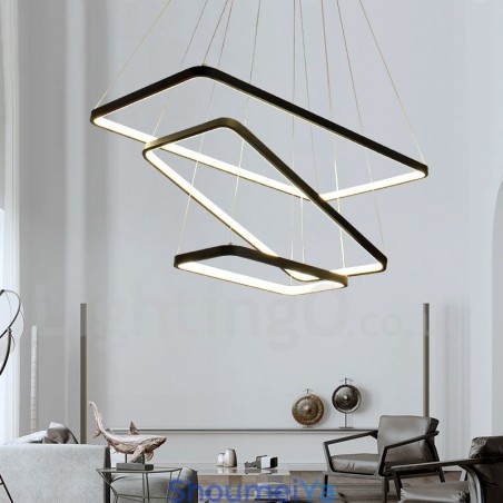 リモコン付き調光ペンダントライト モダンデザイン 3つの長方形