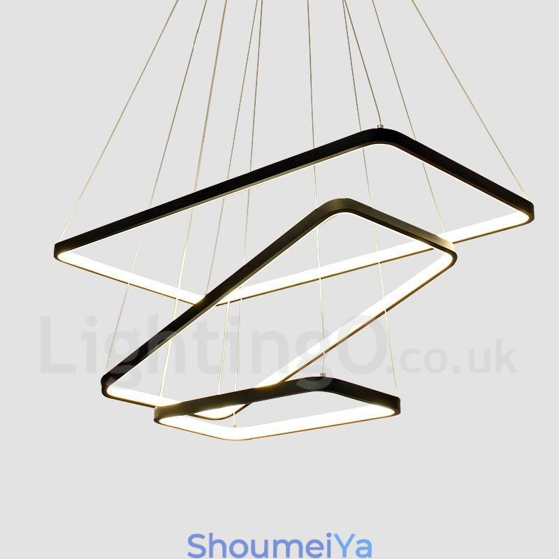 リモコン付き調光ペンダントライト モダンデザイン 3つの長方形