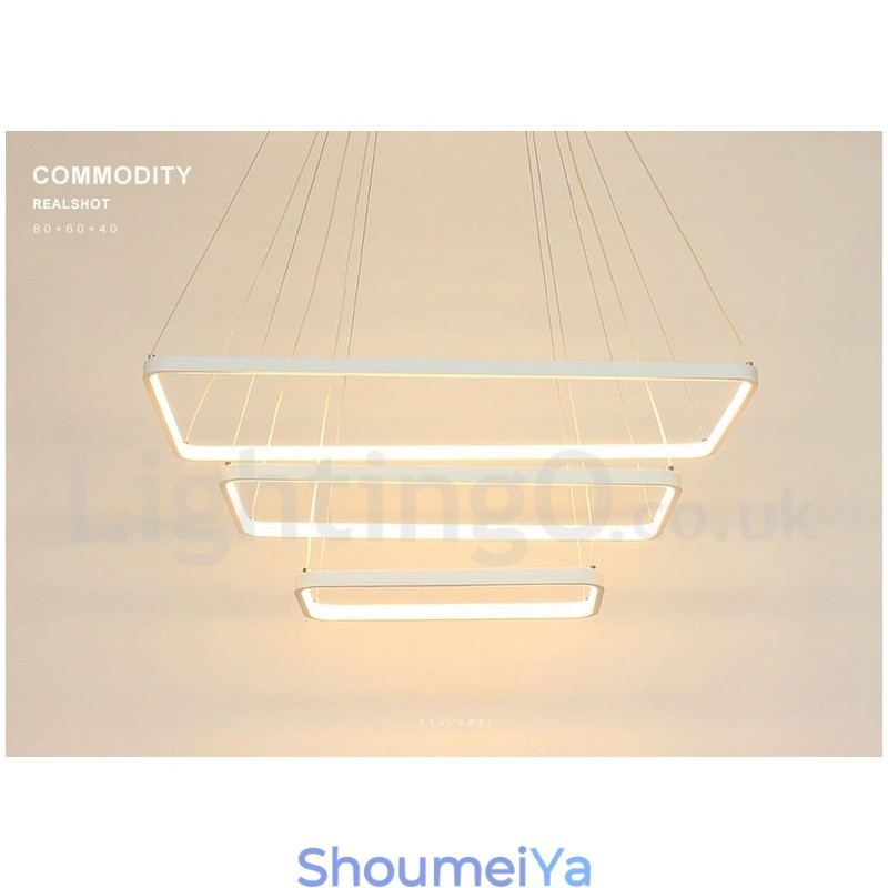 リモコン付き調光ペンダントライト モダンデザイン 3つの長方形