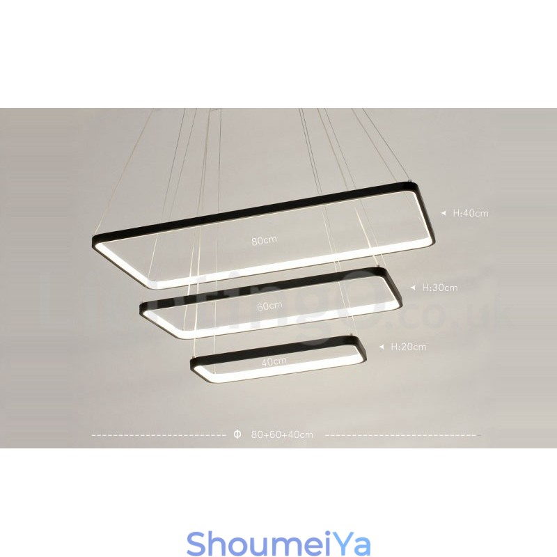 リモコン付き調光ペンダントライト モダンデザイン 3つの長方形