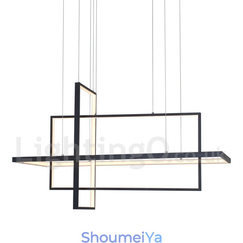 リモコン付き調光ペンダントライト モダンデザイン 3つの長方形