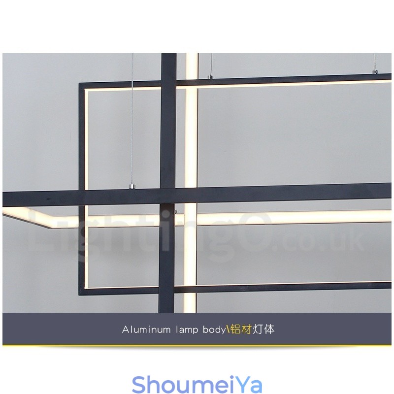 リモコン付き調光ペンダントライト モダンデザイン 3つの長方形