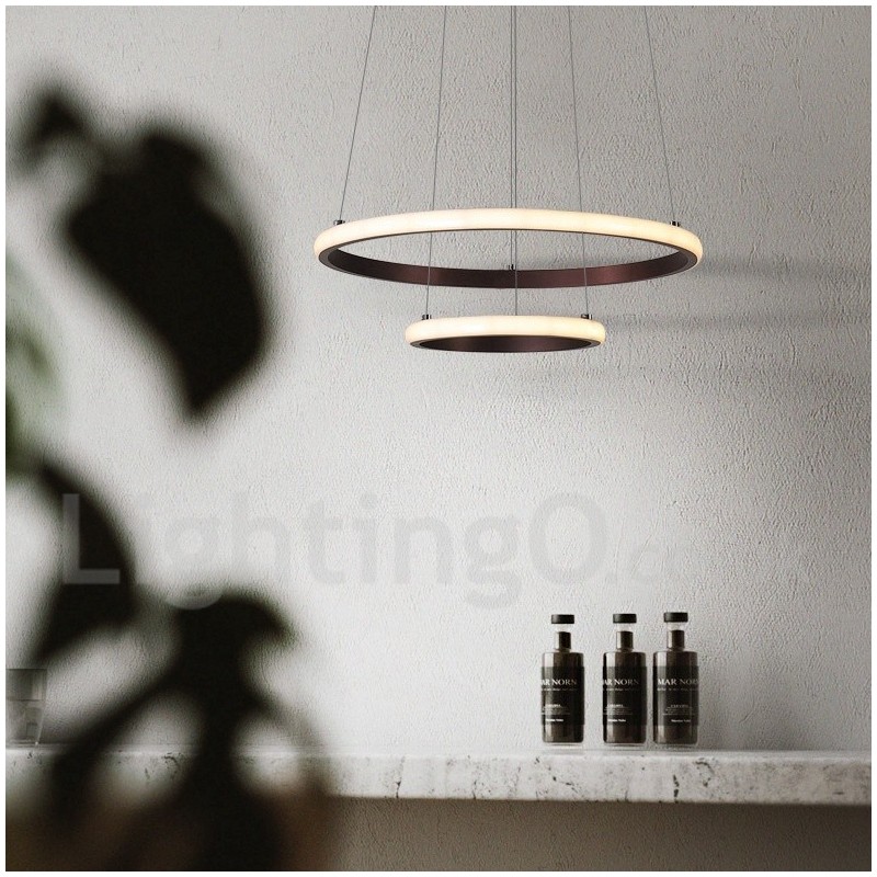 調光可能なサークルライトペンダントライト、リモコン付き、モダンデザインリング