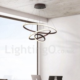 調光可能なサークルライトペンダントライト、リモコン付き、モダンデザインリング