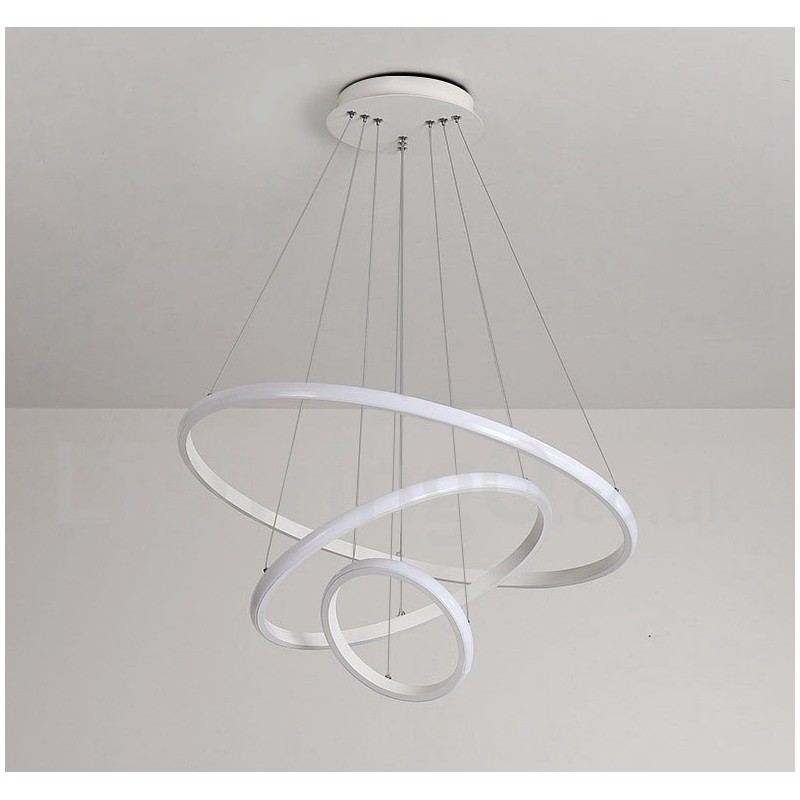 調光可能なサークルライトペンダントライト、リモコン付き、モダンデザインリング