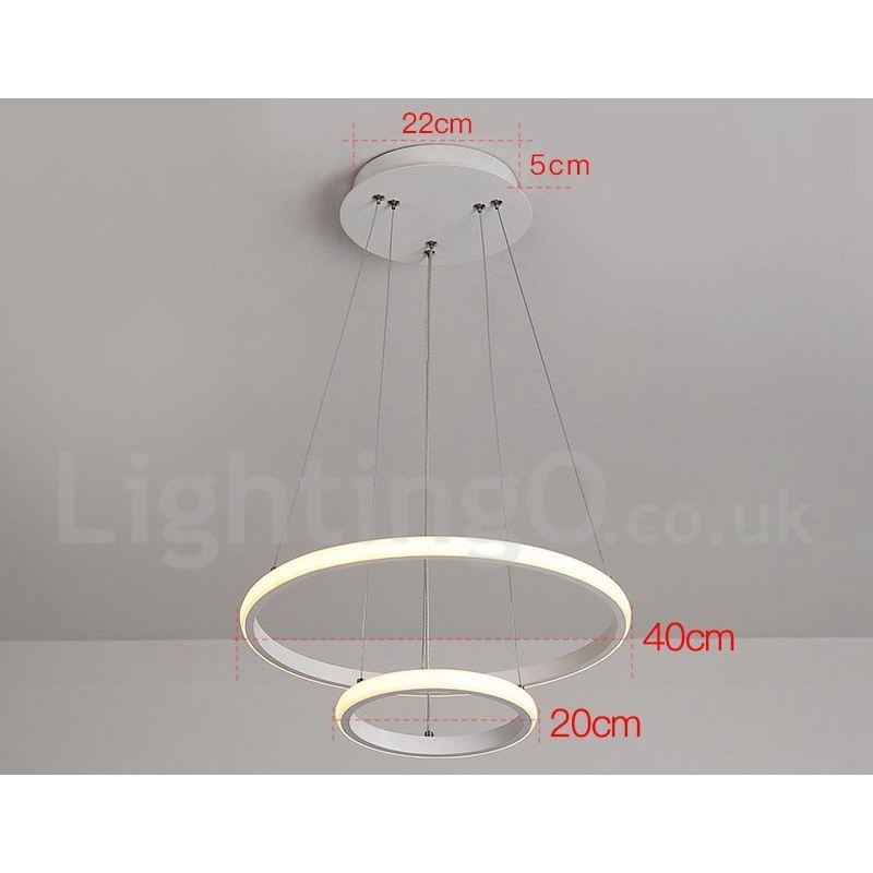 調光可能なサークルライトペンダントライト、リモコン付き、モダンデザインリング