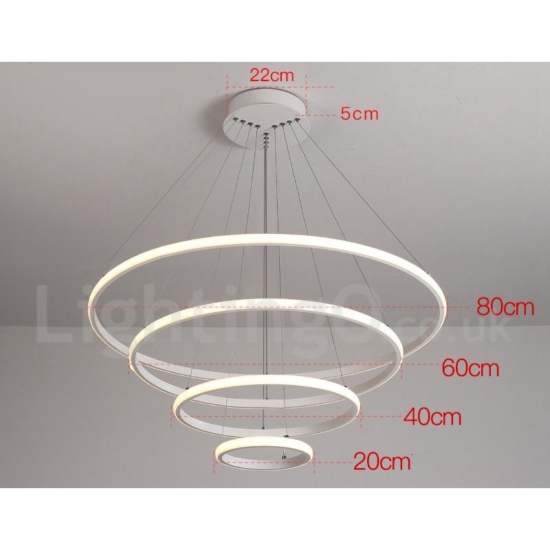調光可能なサークルライトペンダントライト、リモコン付き、モダンデザインリング