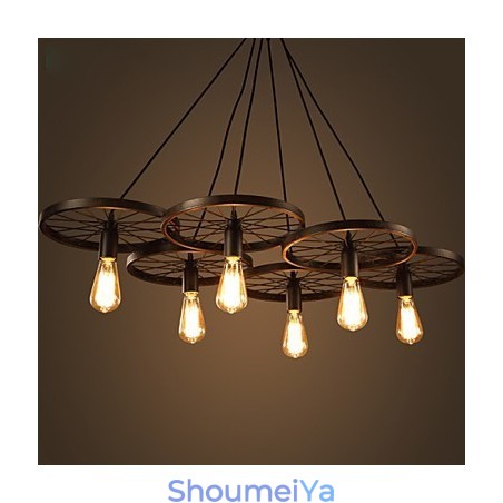 照明 インダストリアル ロフトスタイル 錬鉄シャンデリア カフェホイールシャンデリア