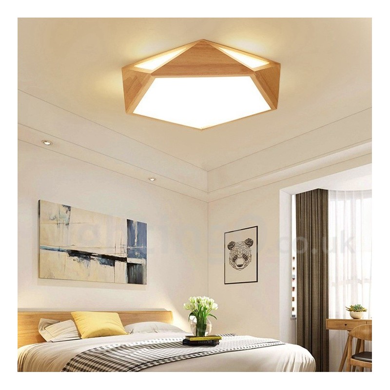 調光可能なマルチスタイル木製天井ライト、アクリルシェード付き天井ランプ、北欧スタイル