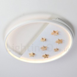調光可能な白い星の丸い木製の天井ライト超薄型天井ランプは壁ライトとしても使用できます