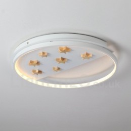 調光可能な白い星の丸い木製の天井ライト超薄型天井ランプは壁ライトとしても使用できます