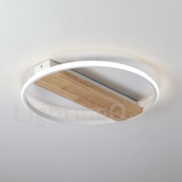 調光可能な白い丸い木製天井ライト超薄型天井ランプは壁ライトとしても使用できます