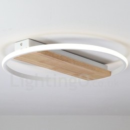調光可能な白い丸い木製天井ライト超薄型天井ランプは壁ライトとしても使用できます
