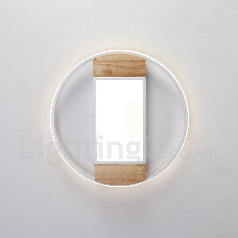 調光可能な白い丸い木製天井ライト超薄型天井ランプは壁ライトとしても使用できます