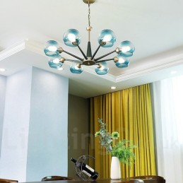 レトロ ヴィンテージ マジック ビーン 素朴なシャンデリア マルチカラー ガラスシェード付き