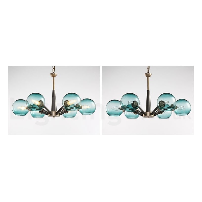 レトロ ヴィンテージ マジック ビーン 素朴なシャンデリア マルチカラー ガラスシェード付き