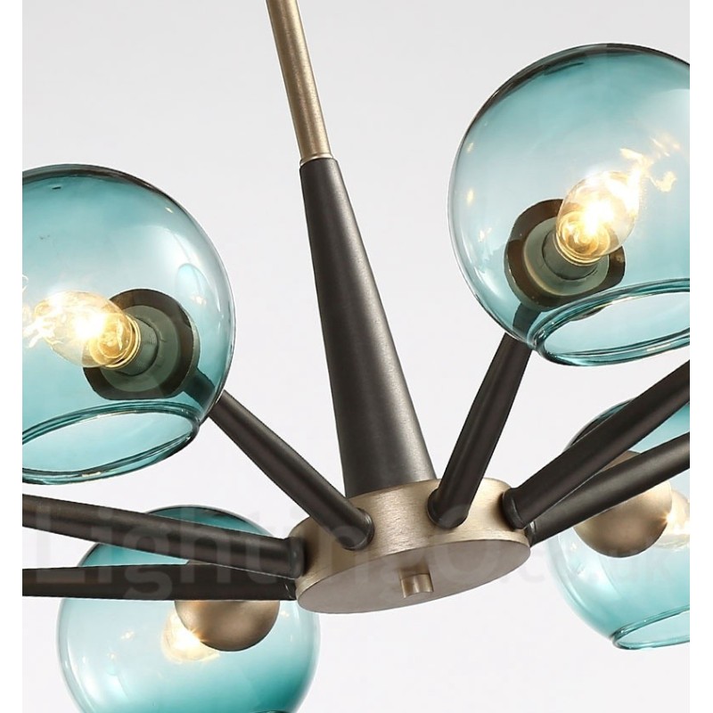 レトロ ヴィンテージ マジック ビーン 素朴なシャンデリア マルチカラー ガラスシェード付き