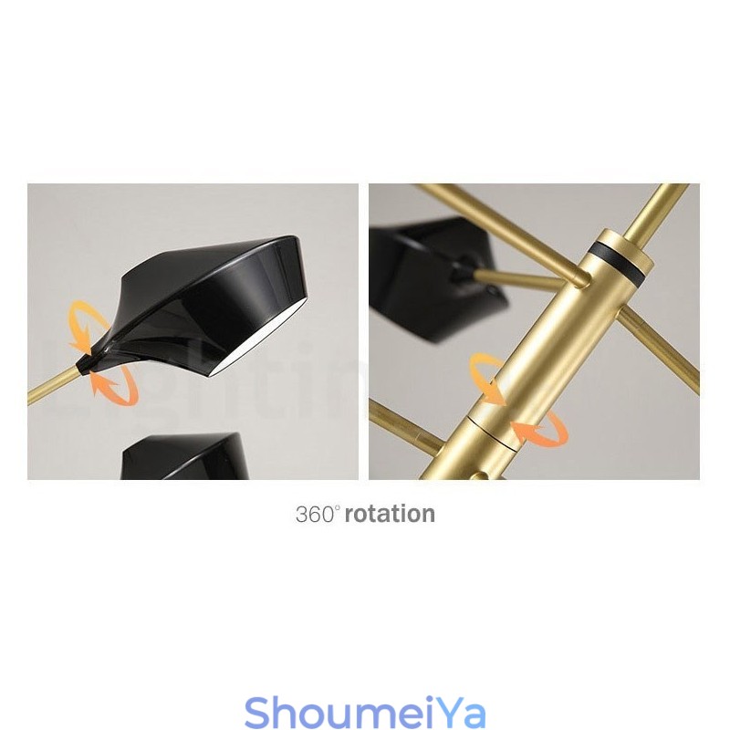 モダンで現代的なパイプシャンデリア、ホワイトブラックのアクリルシェード付き