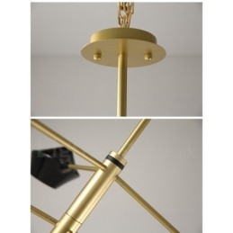 モダンで現代的なパイプシャンデリア、ホワイトブラックのアクリルシェード付き