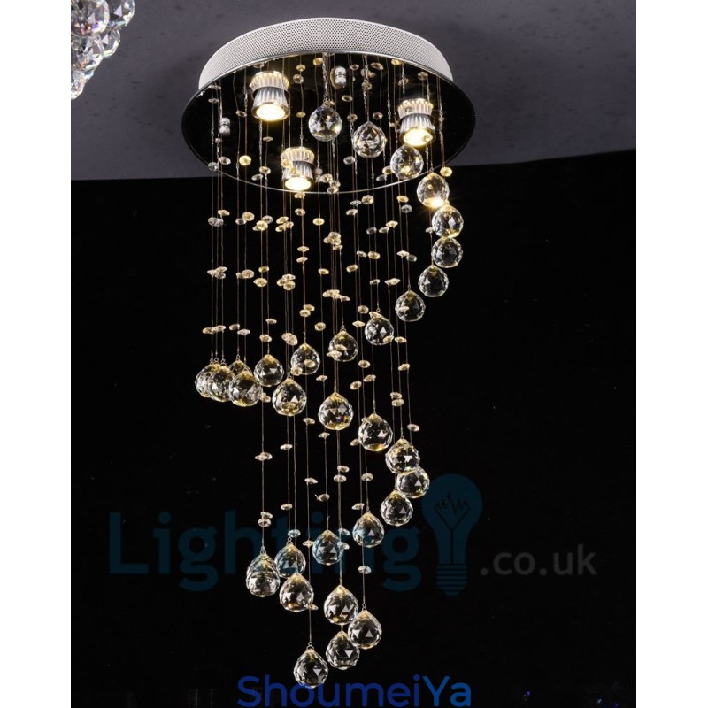 3 ライト モダン K9 クリスタル ラウンド フラッシュ マウント シーリング ライト