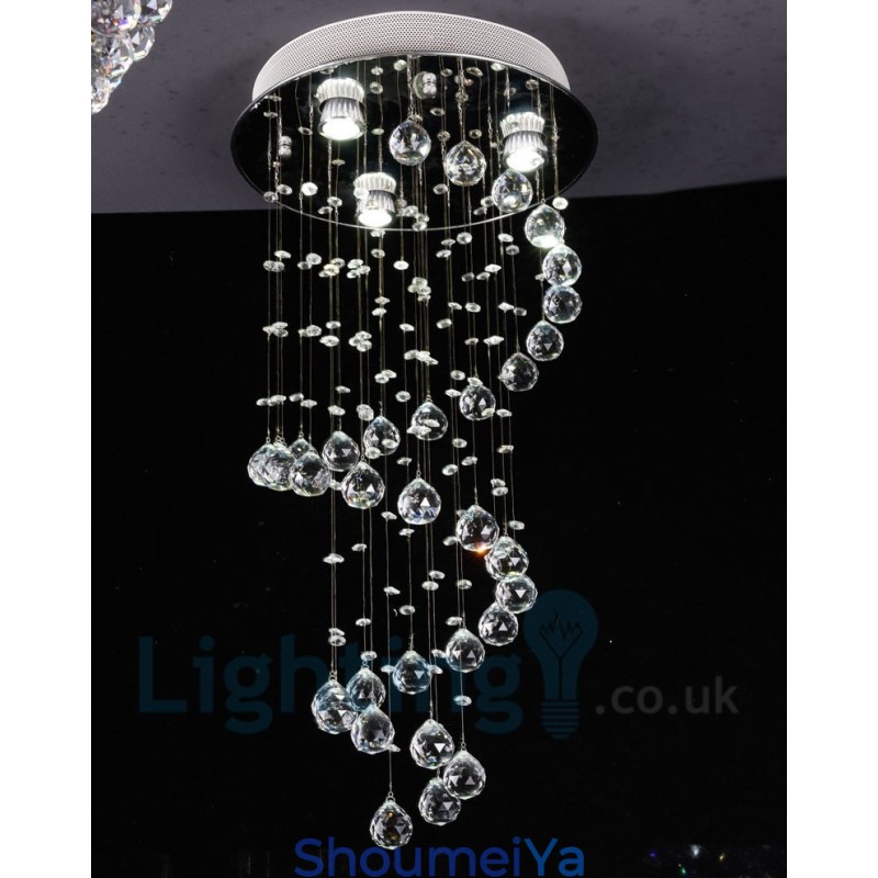 3 ライト モダン K9 クリスタル ラウンド フラッシュ マウント シーリング ライト