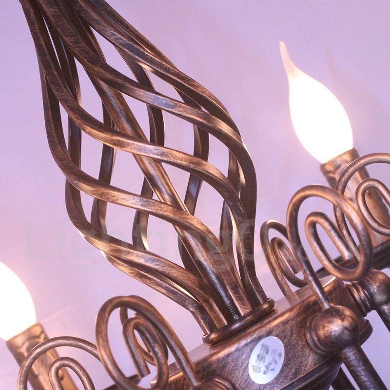 6 ライト 素朴なレトロ ヴィンテージ ブラック ホワイト ペンダント キャンドル シャンデリア