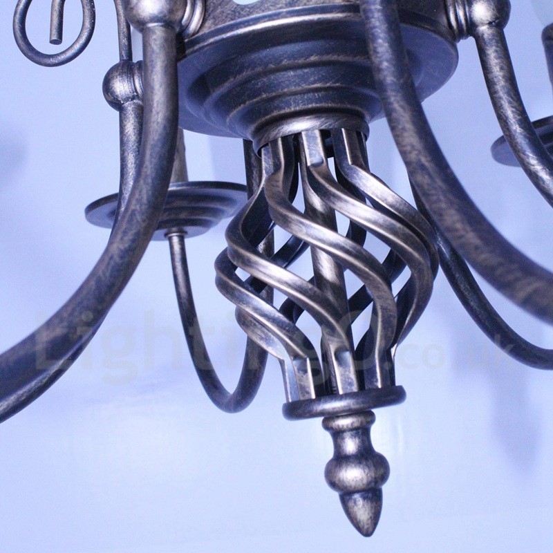 6 ライト 素朴なレトロ ヴィンテージ ブラック ホワイト ペンダント キャンドル シャンデリア