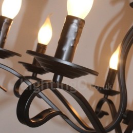 8 ライト 素朴なレトロ ヴィンテージ ブラック ペンダント キャンドル シャンデリア