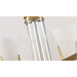 レトロ ヴィンテージ 真鍮 クリスタル ペンダント キャンドル シャンデリア ガラスシェード付き