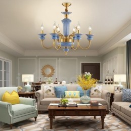 レトロヴィンテージ真鍮セラミックペンダントキャンドルシャンデリア