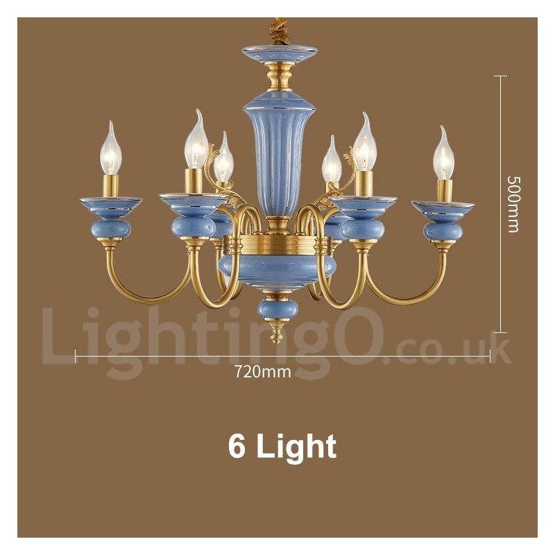 レトロヴィンテージ真鍮セラミックペンダントキャンドルシャンデリア