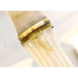 純真鍮の贅沢で素朴なレトロヴィンテージ真鍮ストーンペンダントキャンドルシャンデリア、ガラスシェード付き