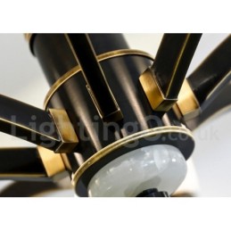 純真鍮の贅沢で素朴なレトロヴィンテージ真鍮ストーンペンダントキャンドルシャンデリア、ガラスシェード付き