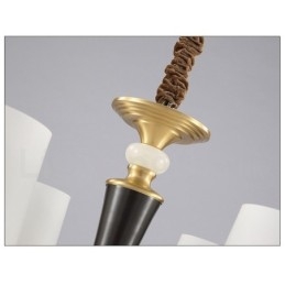 純真鍮の贅沢で素朴なレトロヴィンテージ真鍮ストーンペンダントキャンドルシャンデリア、ガラスシェード付き