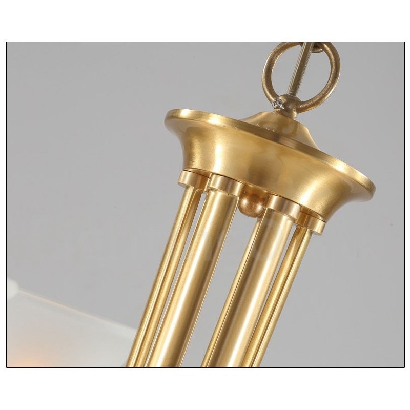 純真鍮の贅沢な素朴なレトロヴィンテージ真鍮ペンダントキャンドルシャンデリア、ガラスシェード付き