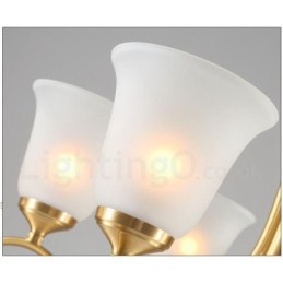 純真鍮の贅沢な素朴なレトロヴィンテージ真鍮ペンダントキャンドルシャンデリア、ガラスシェード付き