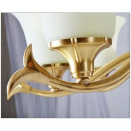 純真鍮の贅沢で素朴なレトロヴィンテージ真鍮ストーンペンダントキャンドルシャンデリア、ガラスシェード付き