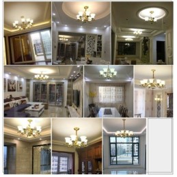 純真鍮の贅沢で素朴なレトロヴィンテージ真鍮ストーンペンダントキャンドルシャンデリア、ガラスシェード付き