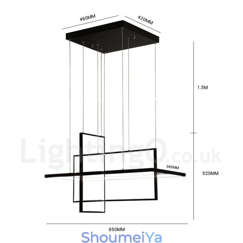 調光可能なリニアペンダントライト、リモコン付き、アンビエントライト、塗装仕上げ、アルミニウム、モダンデザイン