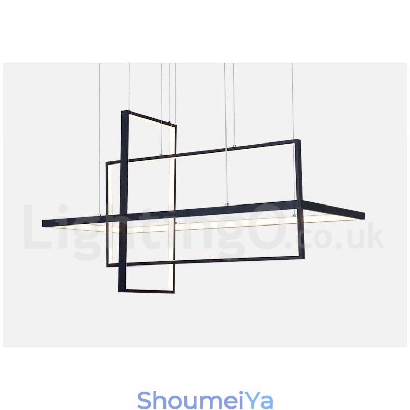 調光可能なリニアペンダントライト、リモコン付き、アンビエントライト、塗装仕上げ、アルミニウム、モダンデザイン