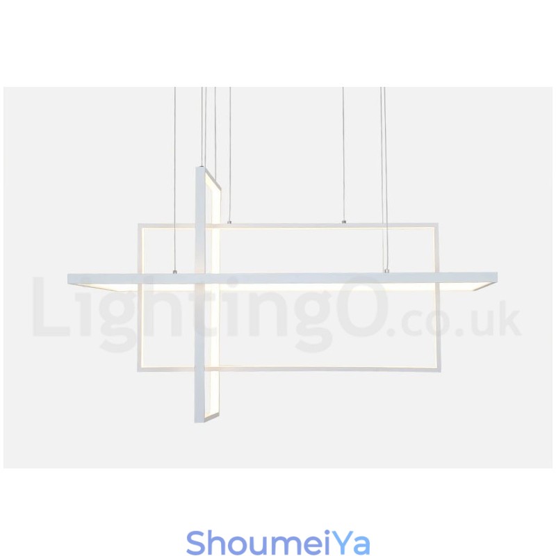 調光可能なリニアペンダントライト、リモコン付き、アンビエントライト、塗装仕上げ、アルミニウム、モダンデザイン