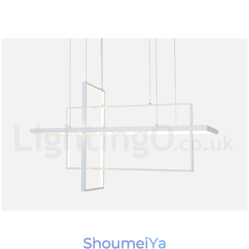 調光可能なリニアペンダントライト、リモコン付き、アンビエントライト、塗装仕上げ、アルミニウム、モダンデザイン