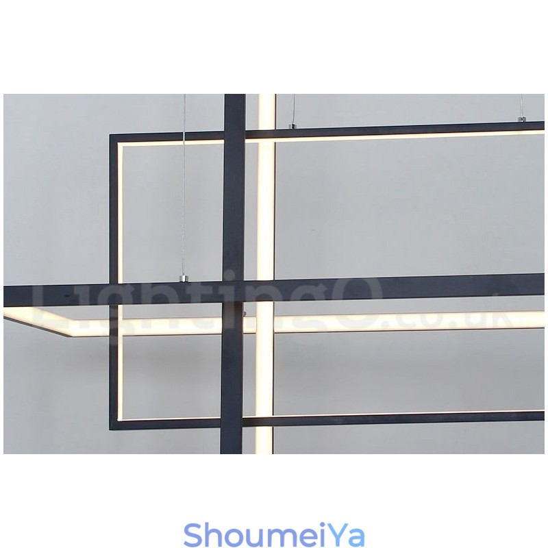 調光可能なリニアペンダントライト、リモコン付き、アンビエントライト、塗装仕上げ、アルミニウム、モダンデザイン